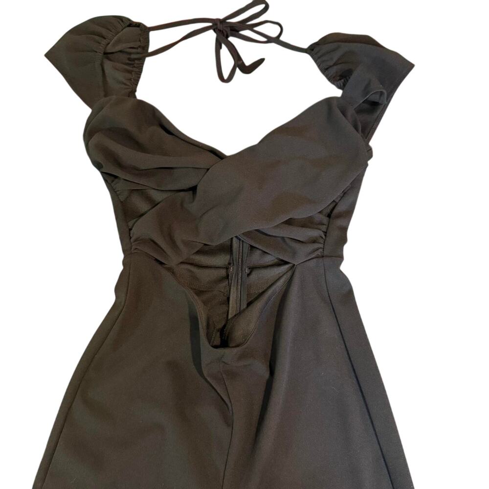 Tiger Mist Black Cut-out Open Back Black Jumpsuit Like-new Capsule Old Money